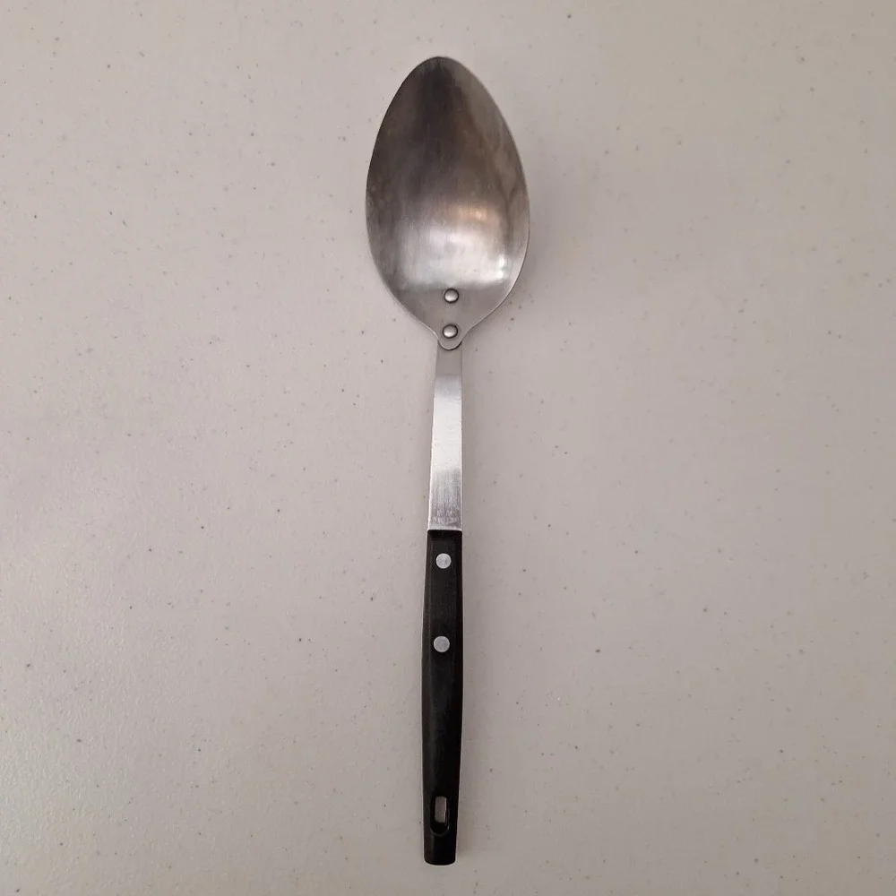 Vintage Household JAPAN Stainless Steel Serving Spoon - Wood Handle 12